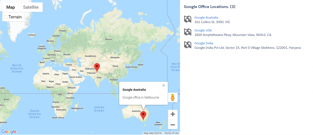 Mark Locations On Google Map With Salesforce Lightning Component